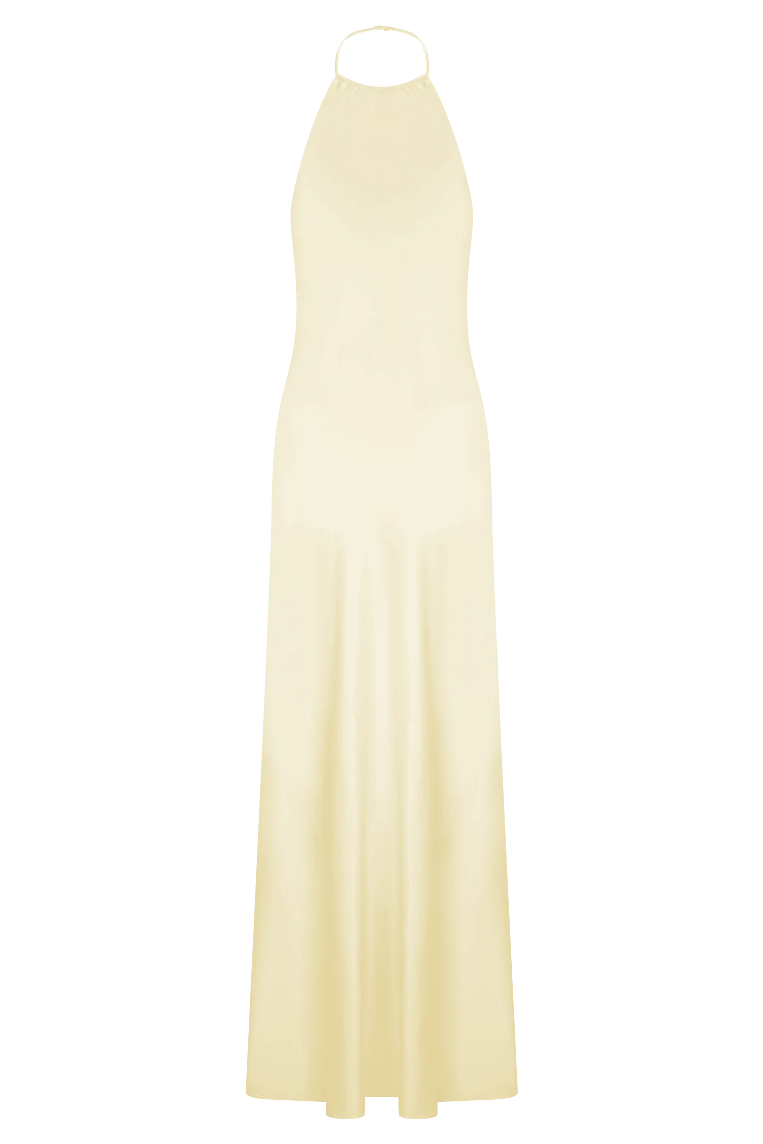 Bella Satin Halter Maxi Dress - Lemon