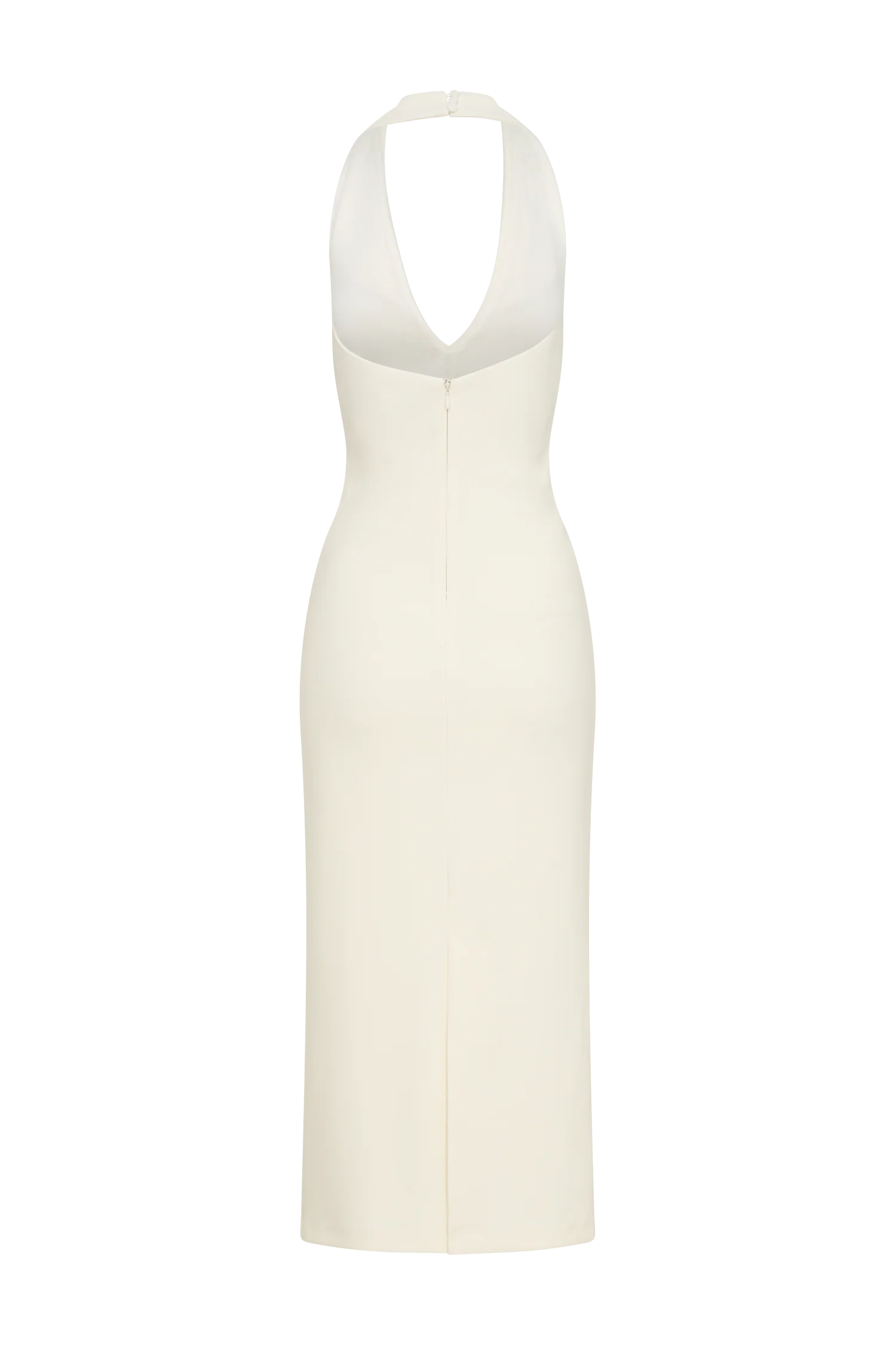 Annita Crepe Halter Midi Dress - Ivory
