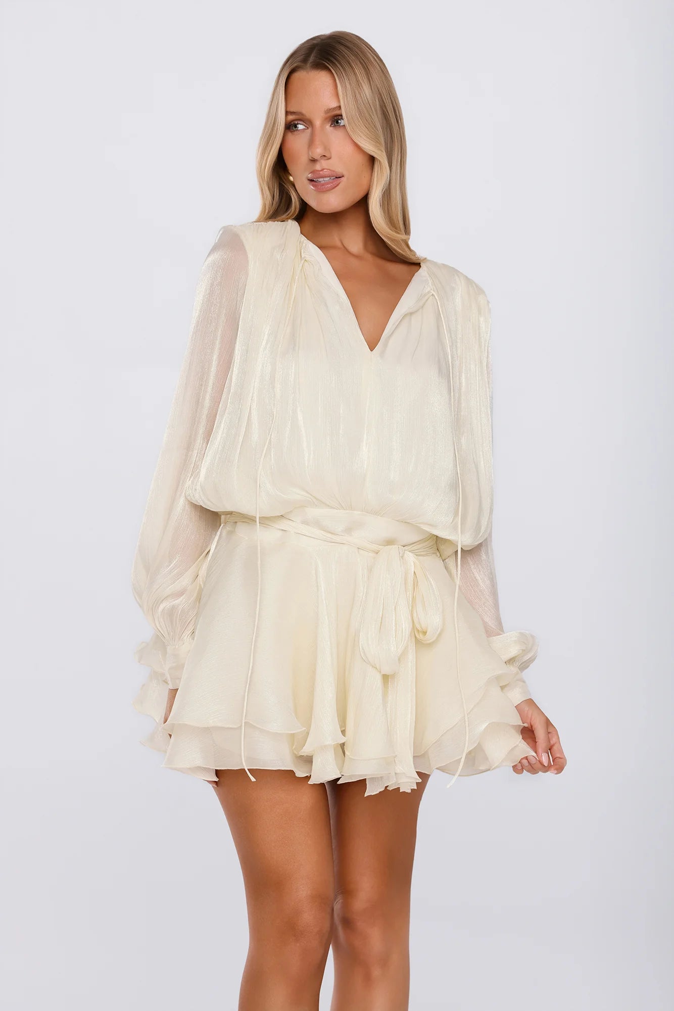 Styled Selections Long Sleeve Mini Dress Cream