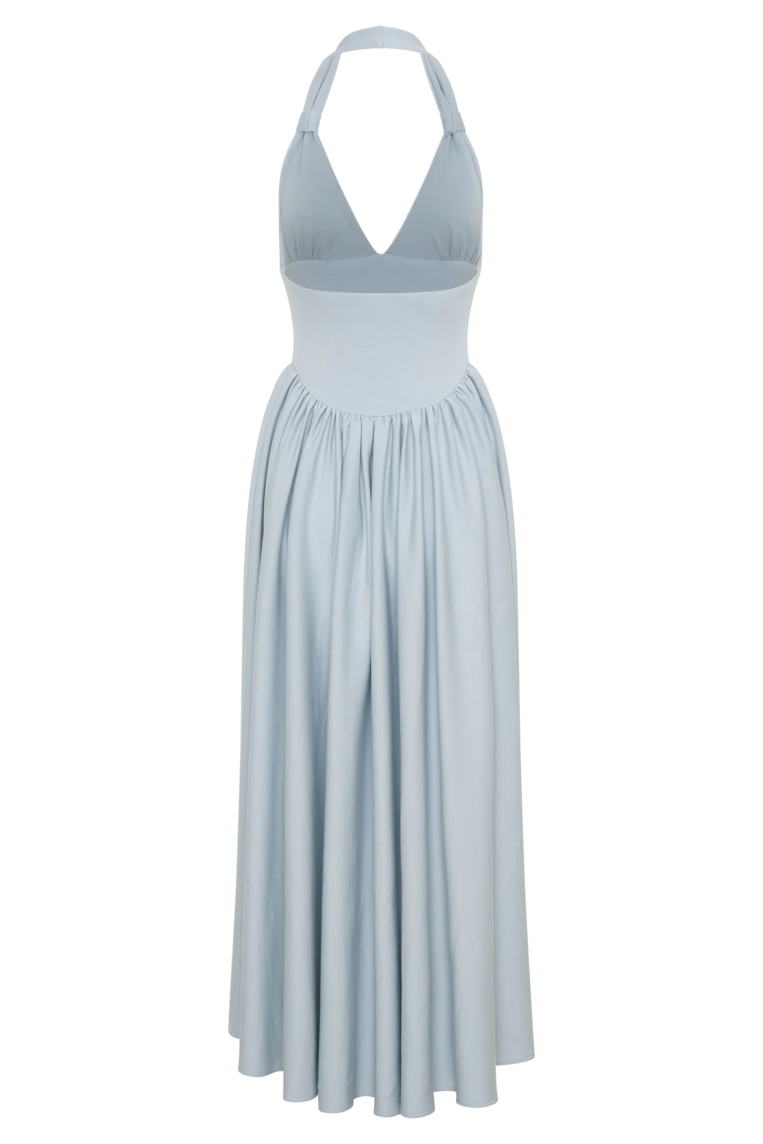 Angelina Scuba Halter Midi Dress - Pale Blue