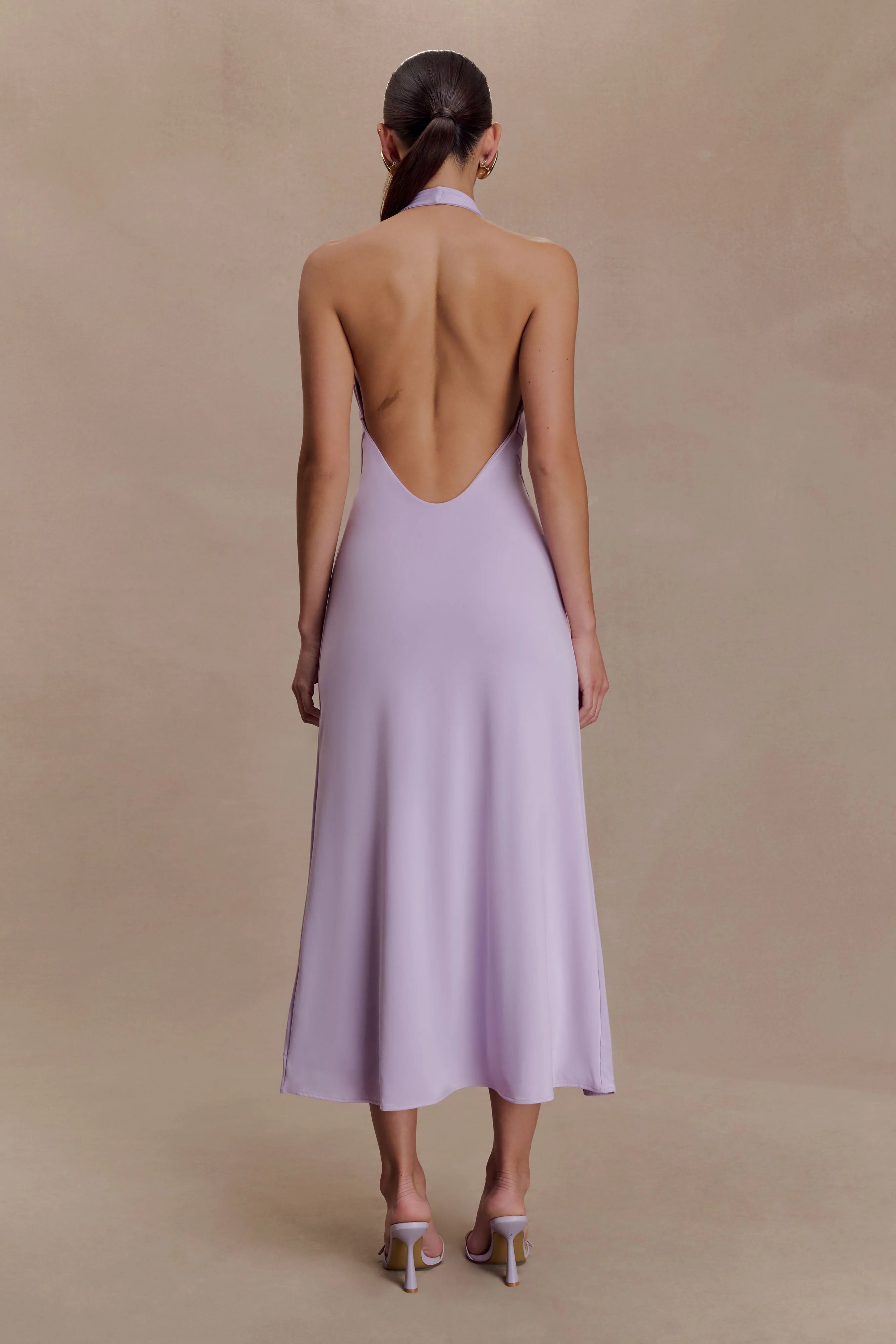 Genie Slinky Halter Midi Dress - Lilac