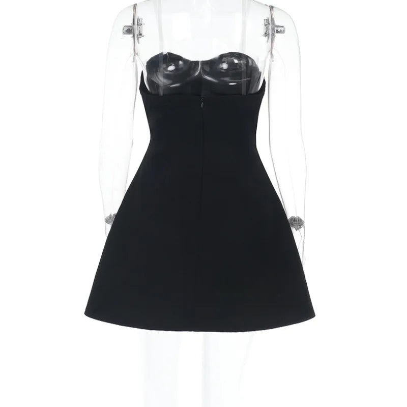 Black Flare Structured Tube Mini Dress