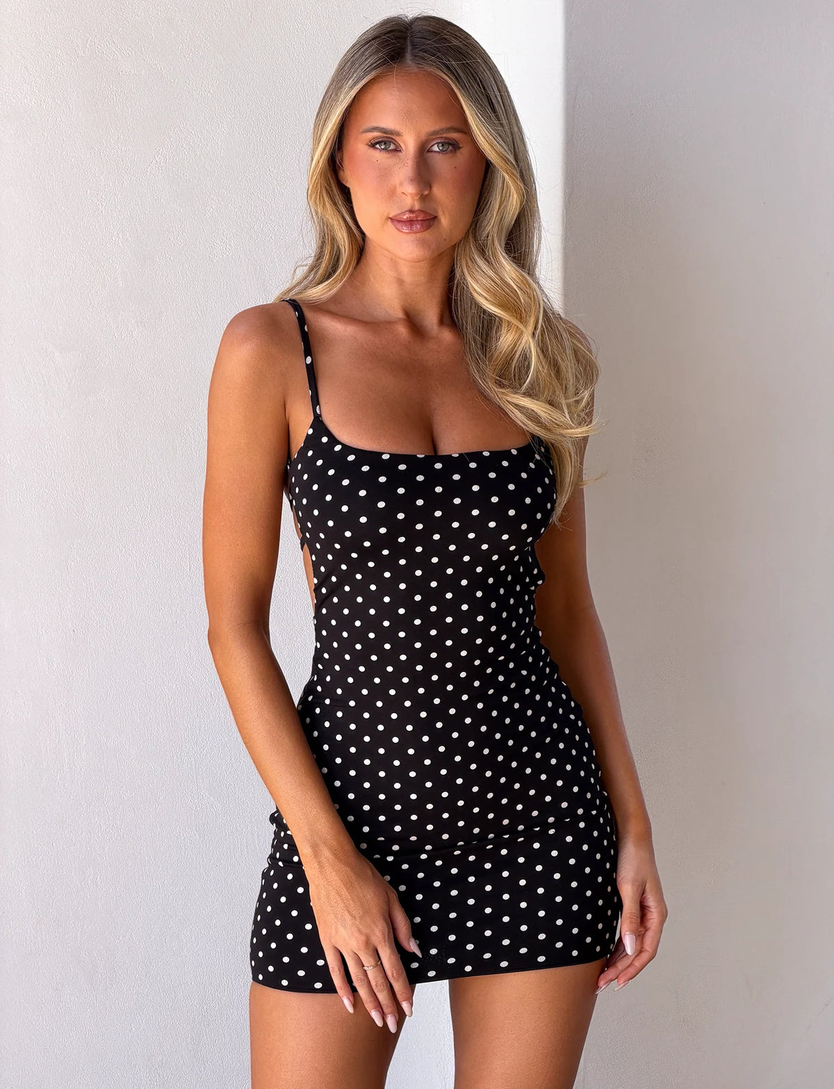 MINERVA MINI DRESS 2.0 - BLACK POLKA DOT