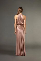 Halter draped gown - blush