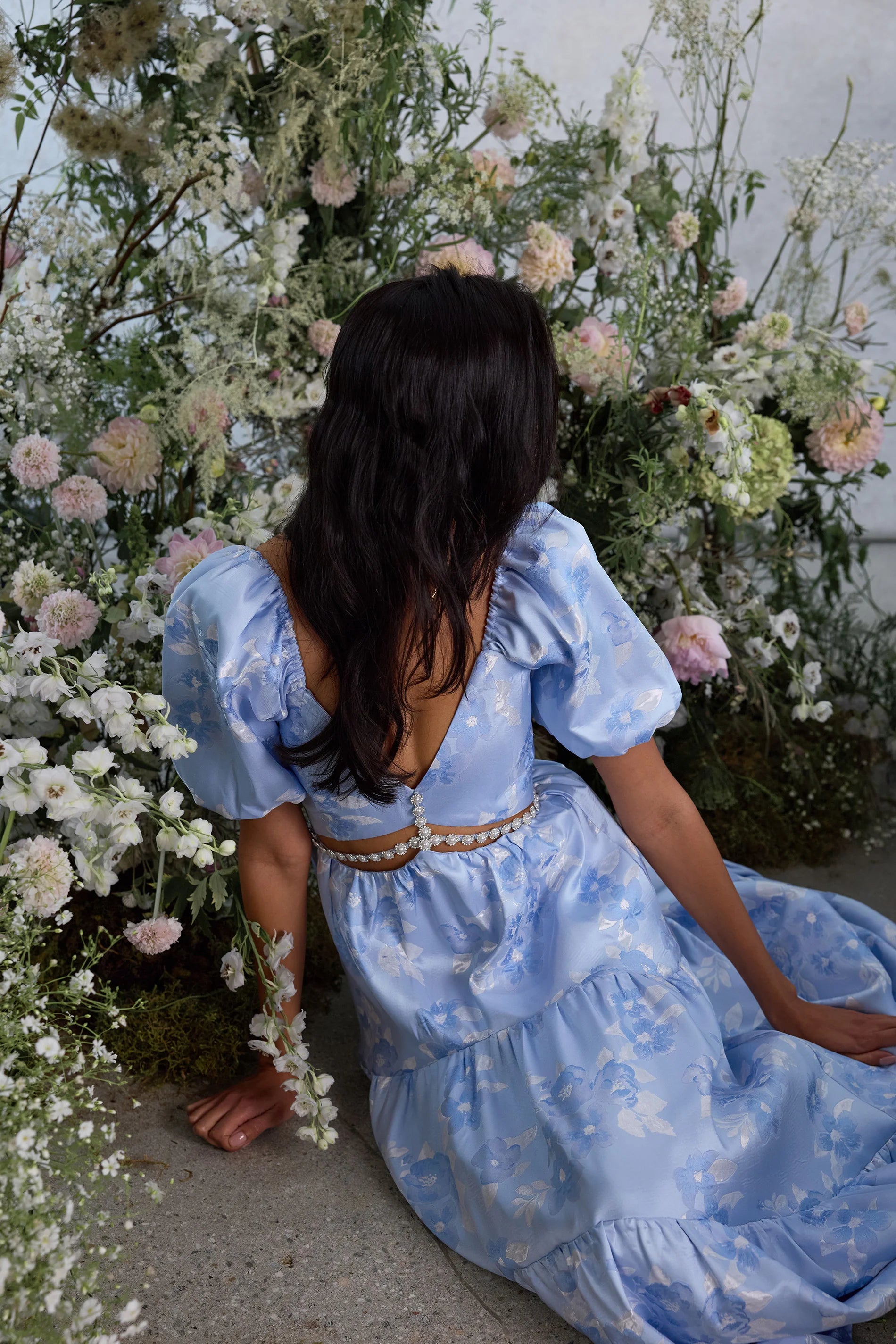The Emma Dress in Chambray Blue Baroque