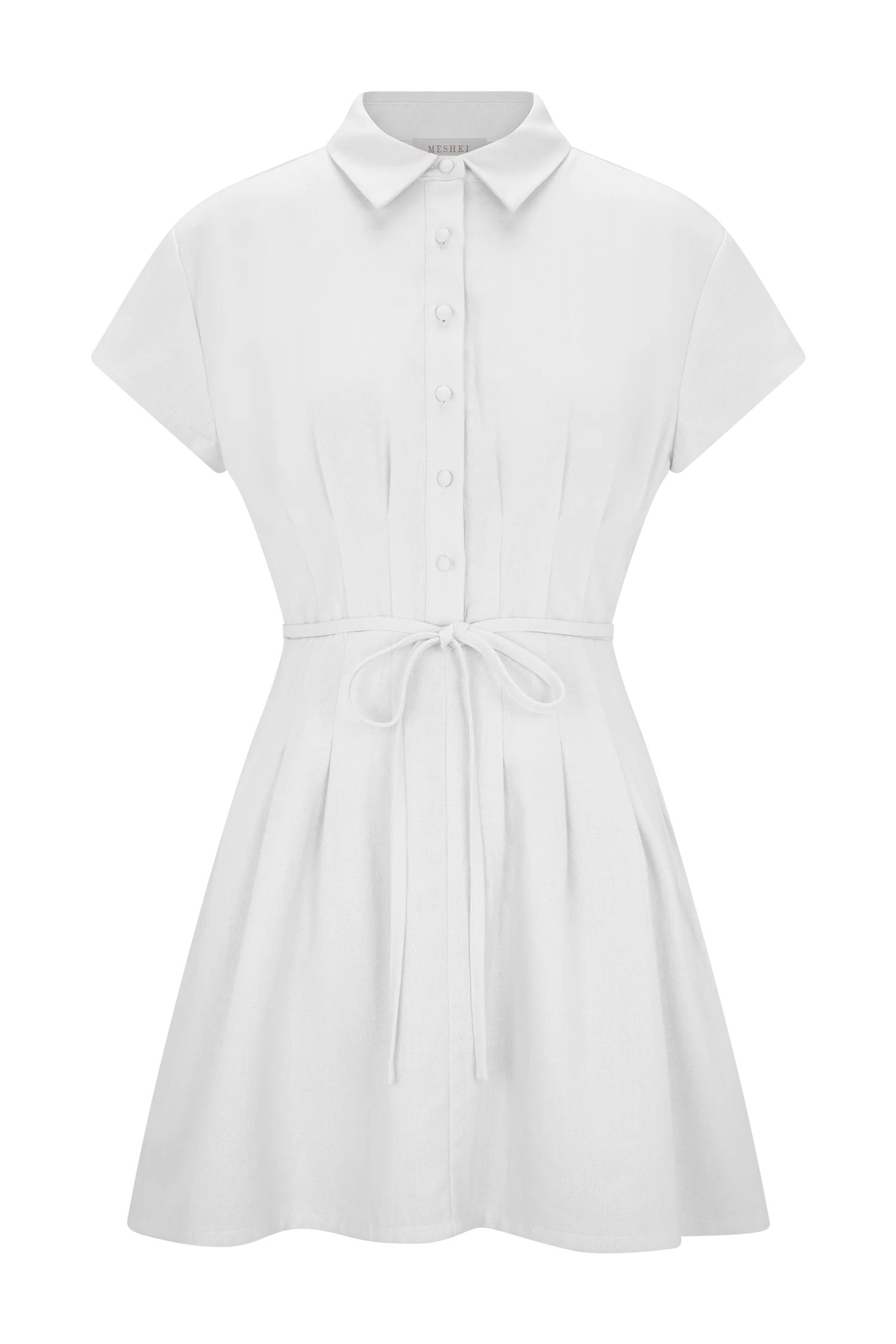 Aysha Buttoned Linen Mini Dress - White