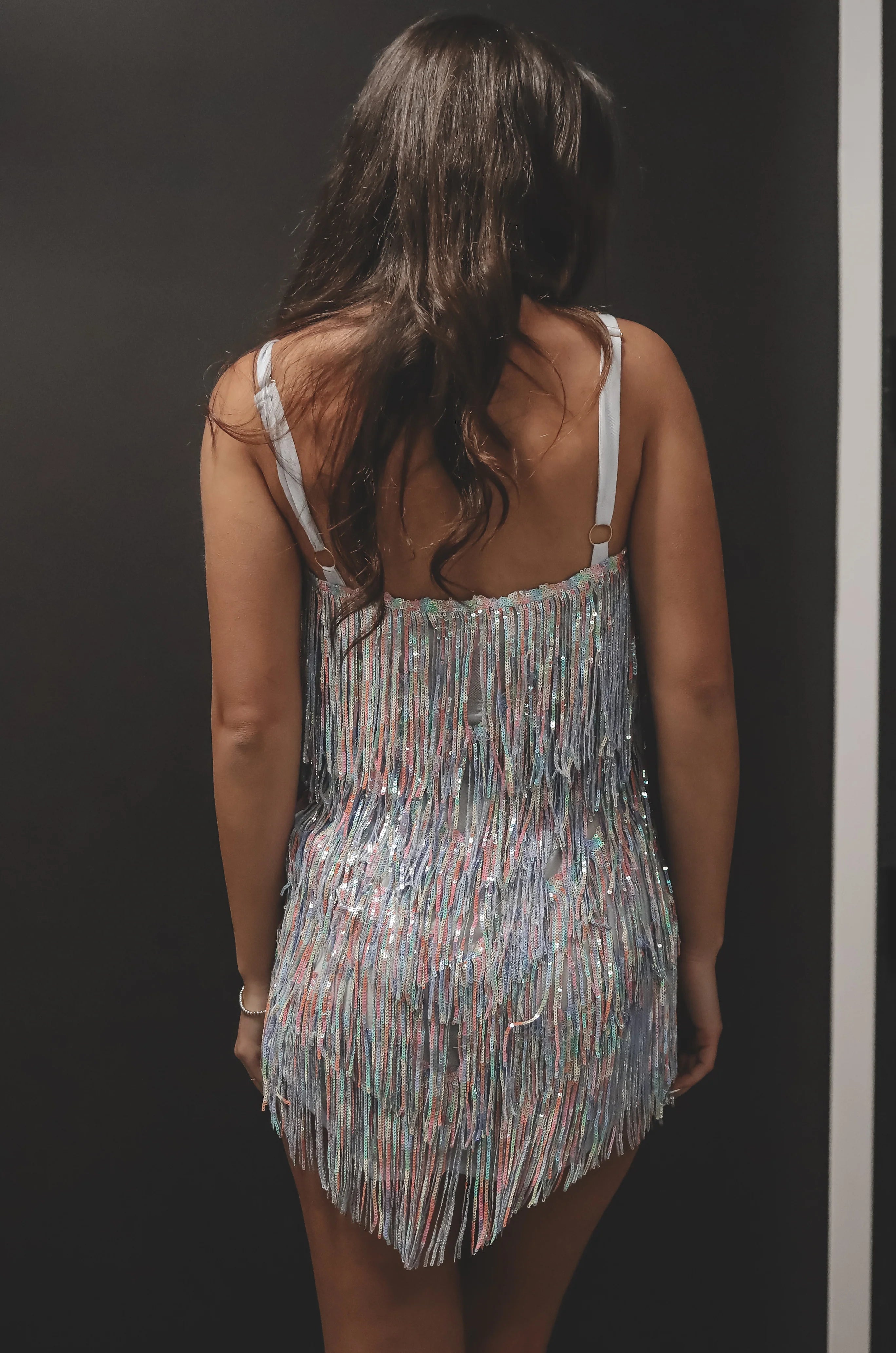 Shake It My Way Short Sequin Fringe Mini Dress