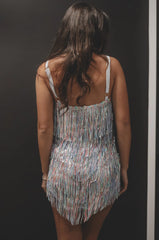 Shake It My Way Short Sequin Fringe Mini Dress