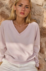 Sweater with V-neck and ribbed trims