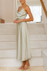 Satin Cowl Neck Cami Dress