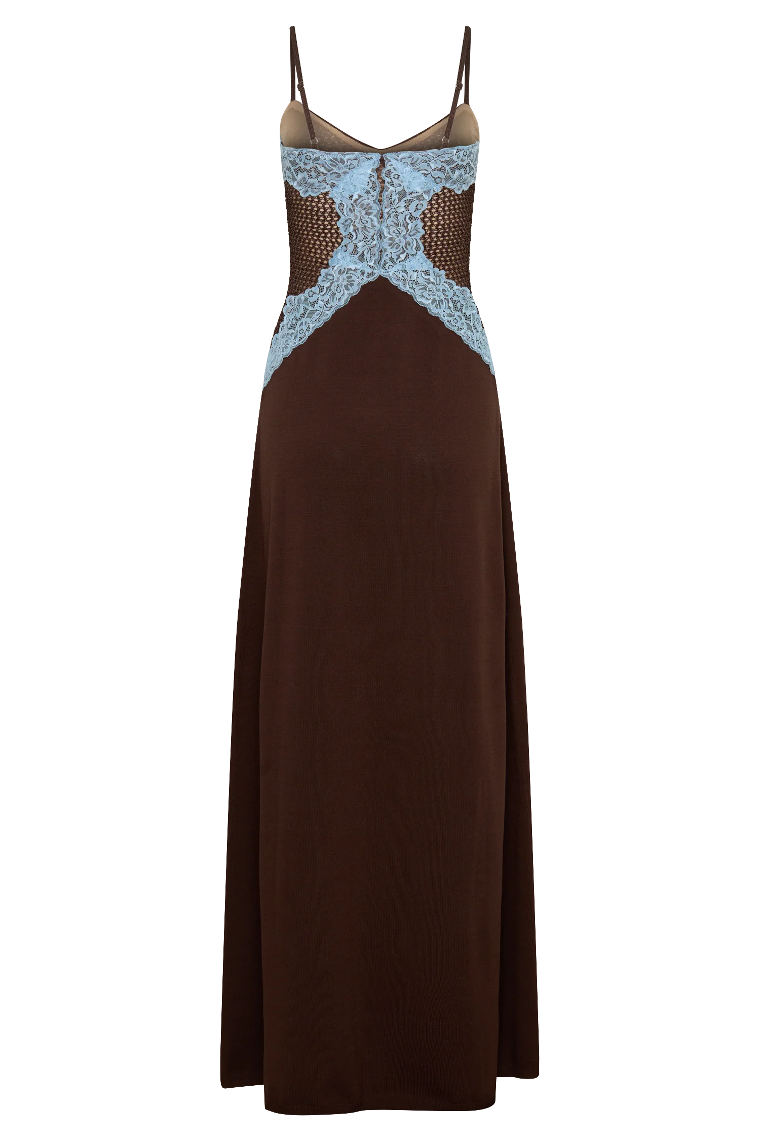 Bray Knit & Lace Maxi Dress - Chocolate/Blue