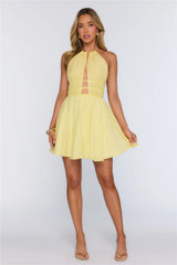 Designed With Love Halter Mini Dress Yellow
