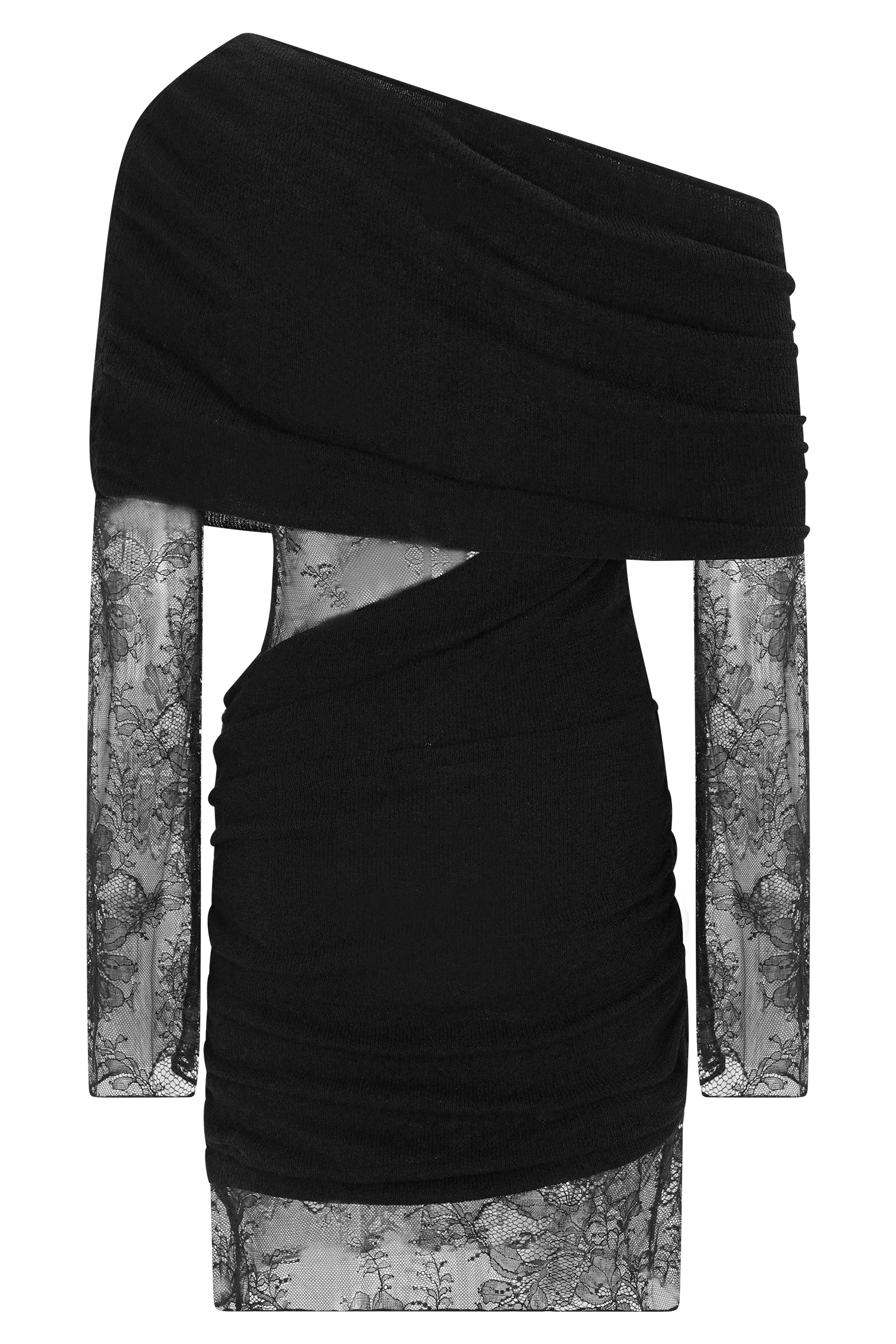 Luxie Lace Knit Mini Dress - Black