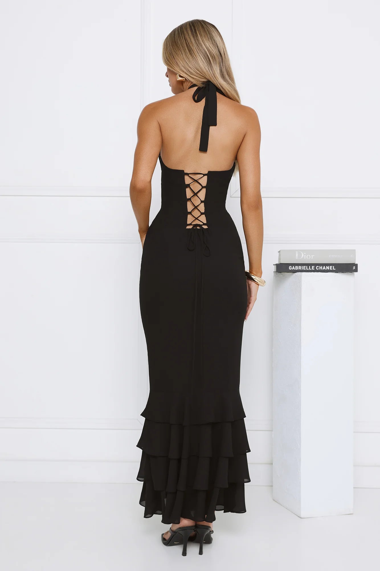 The Cool Standard Halter Maxi Dress Black