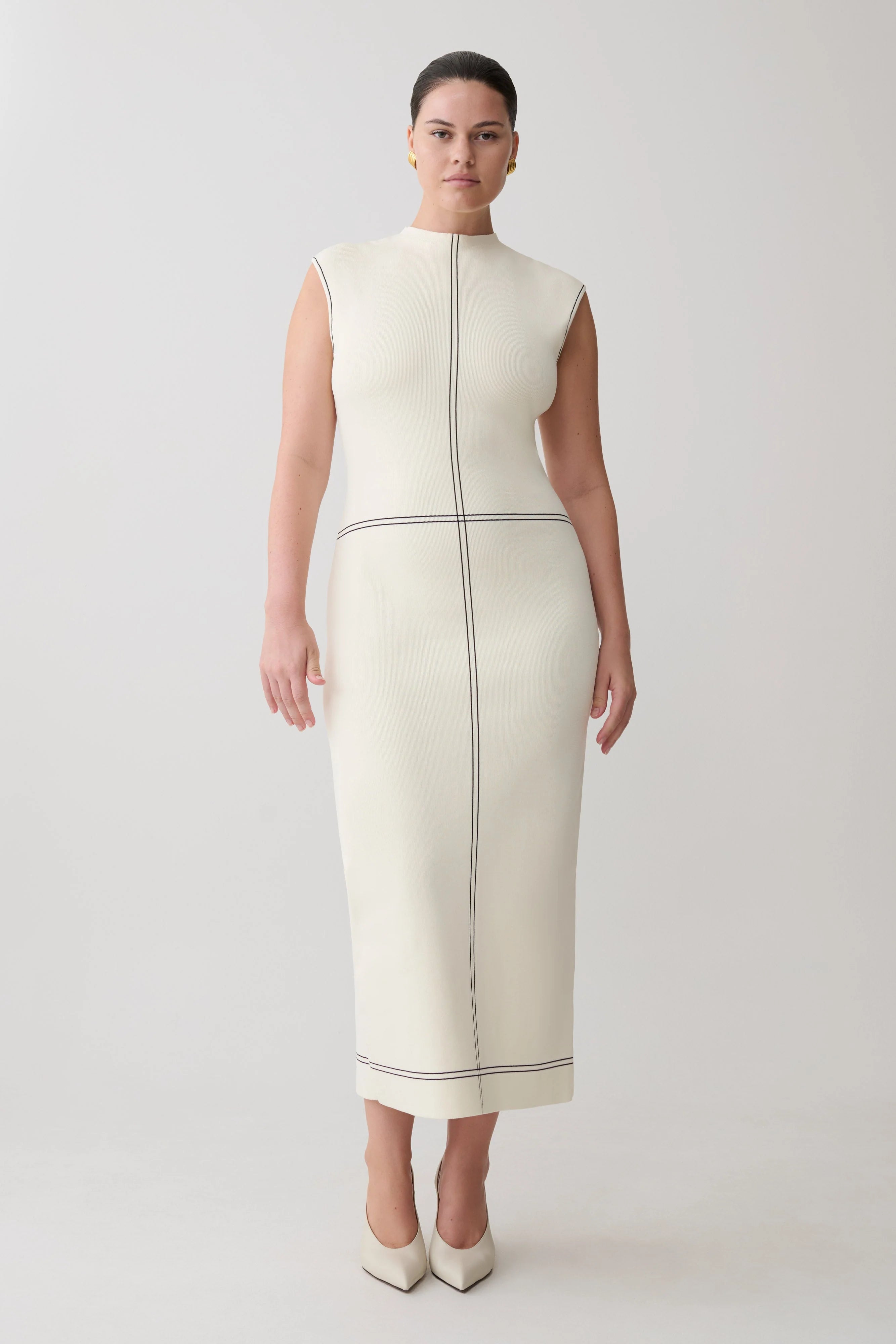 Malone Bandage Knit Midi Dress - Ivory