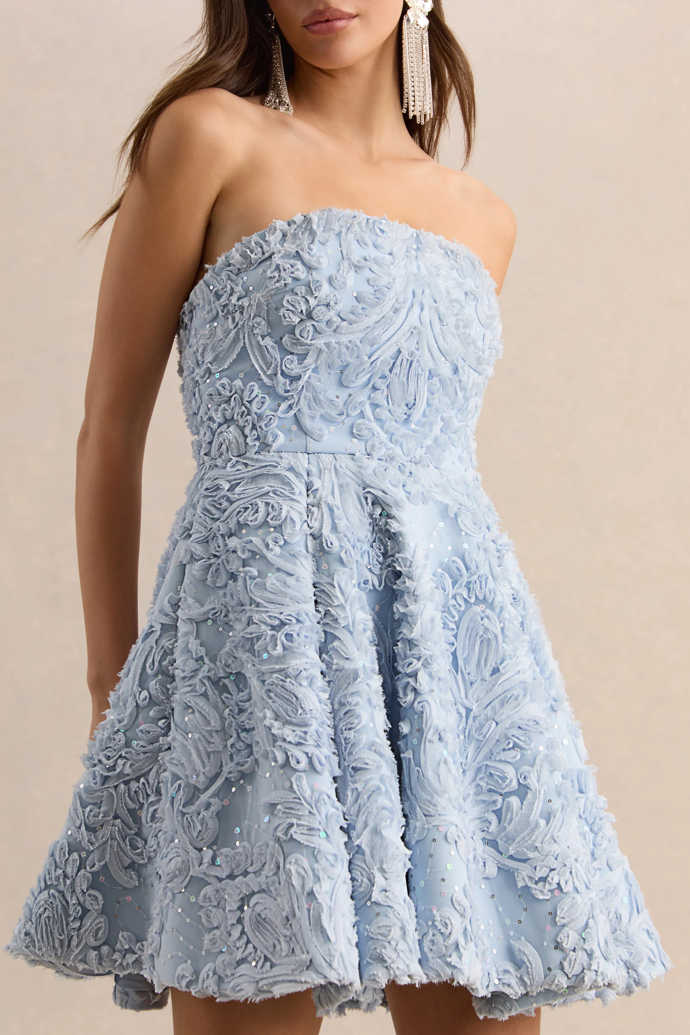 Zosia | Blue Mesh Bandeau Mini Dress