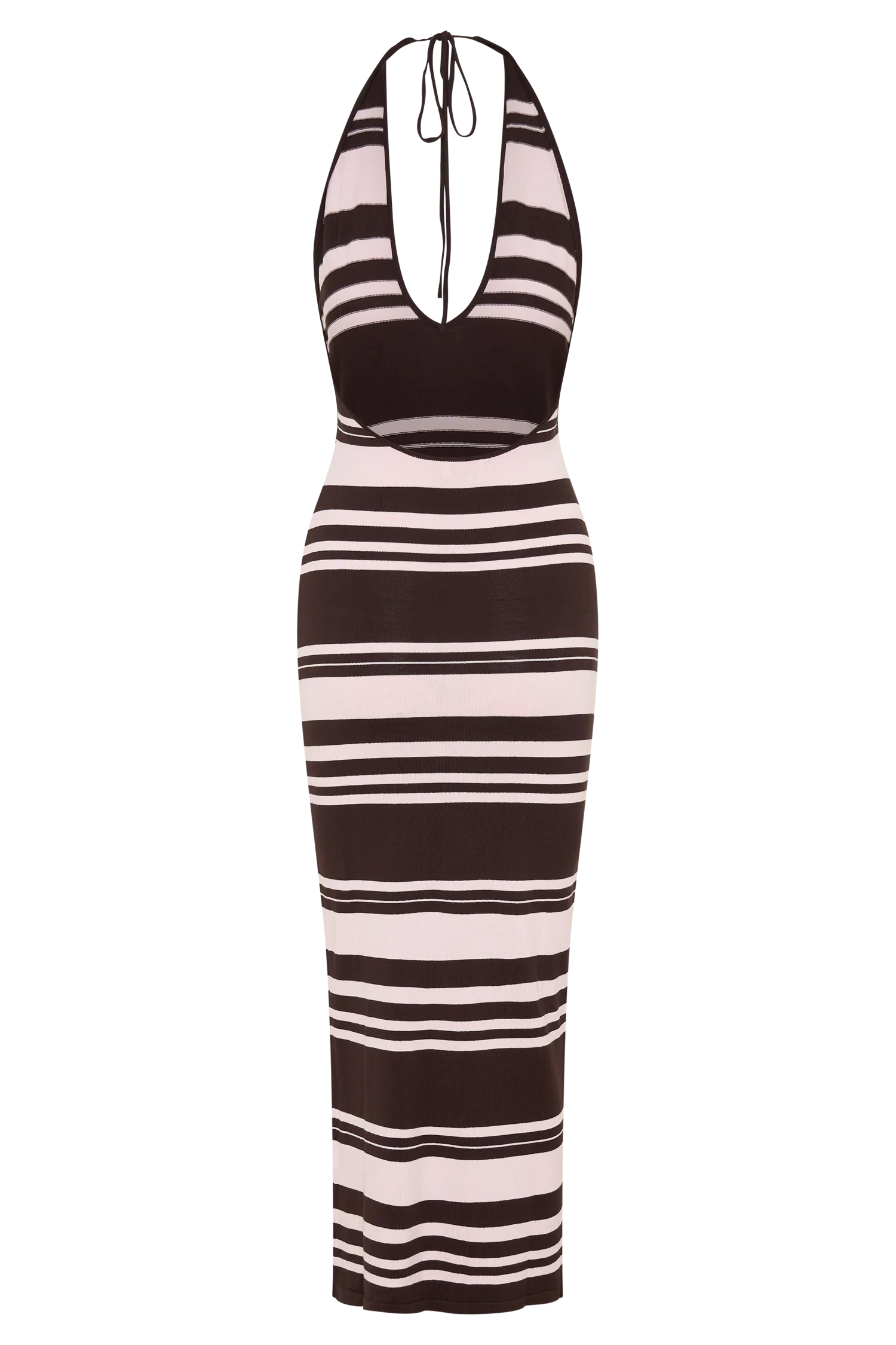 Brienne Stripe Midi Dress - Pink/Chocolate