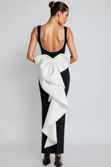 Ethan Backless Pearl Bow Maxi Dress