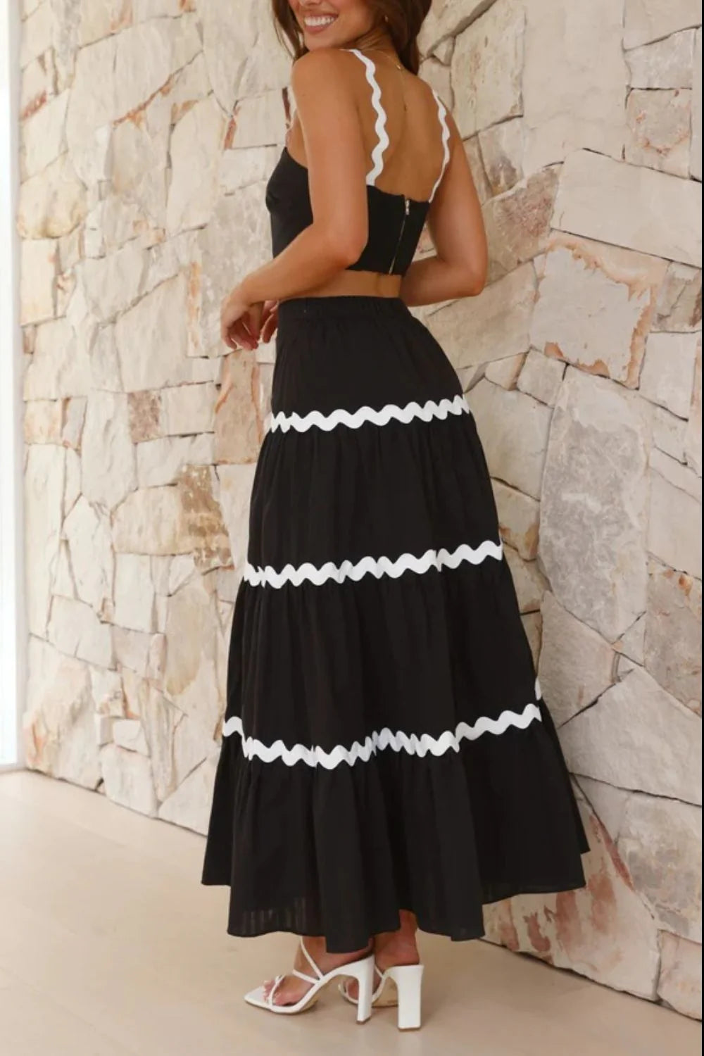 Hazel Blues® |  Contrast Trim Cami and Maxi Skirt Set