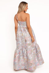 Betina Bow Front Maxi Dress - Pale Blue Floral
