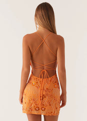 Vietta Sequin Cami Micro Mini Dress - Orange