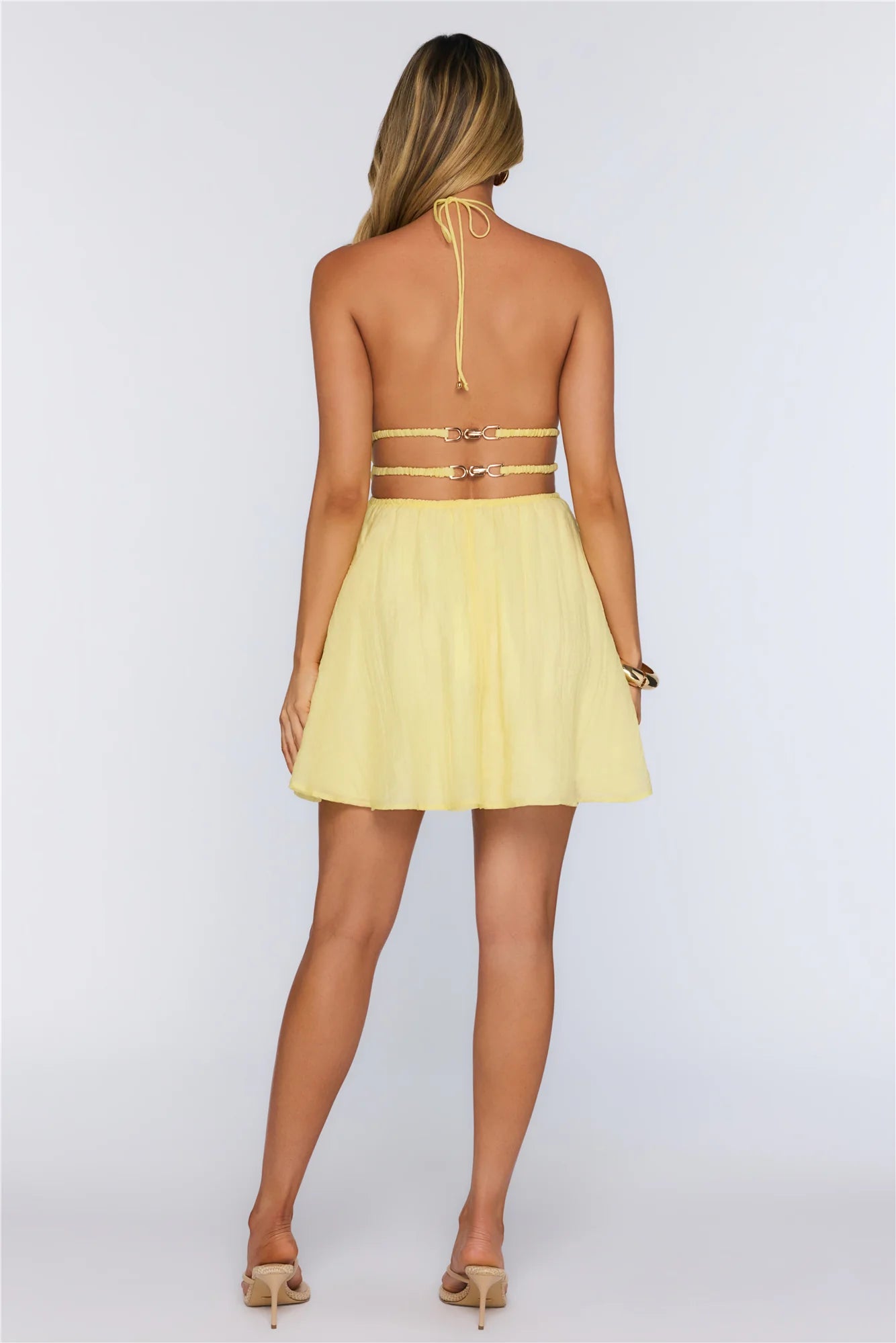 Designed With Love Halter Mini Dress Yellow
