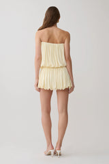 Safiya Strapless Gathered Bubble Mini Dress - Lemon