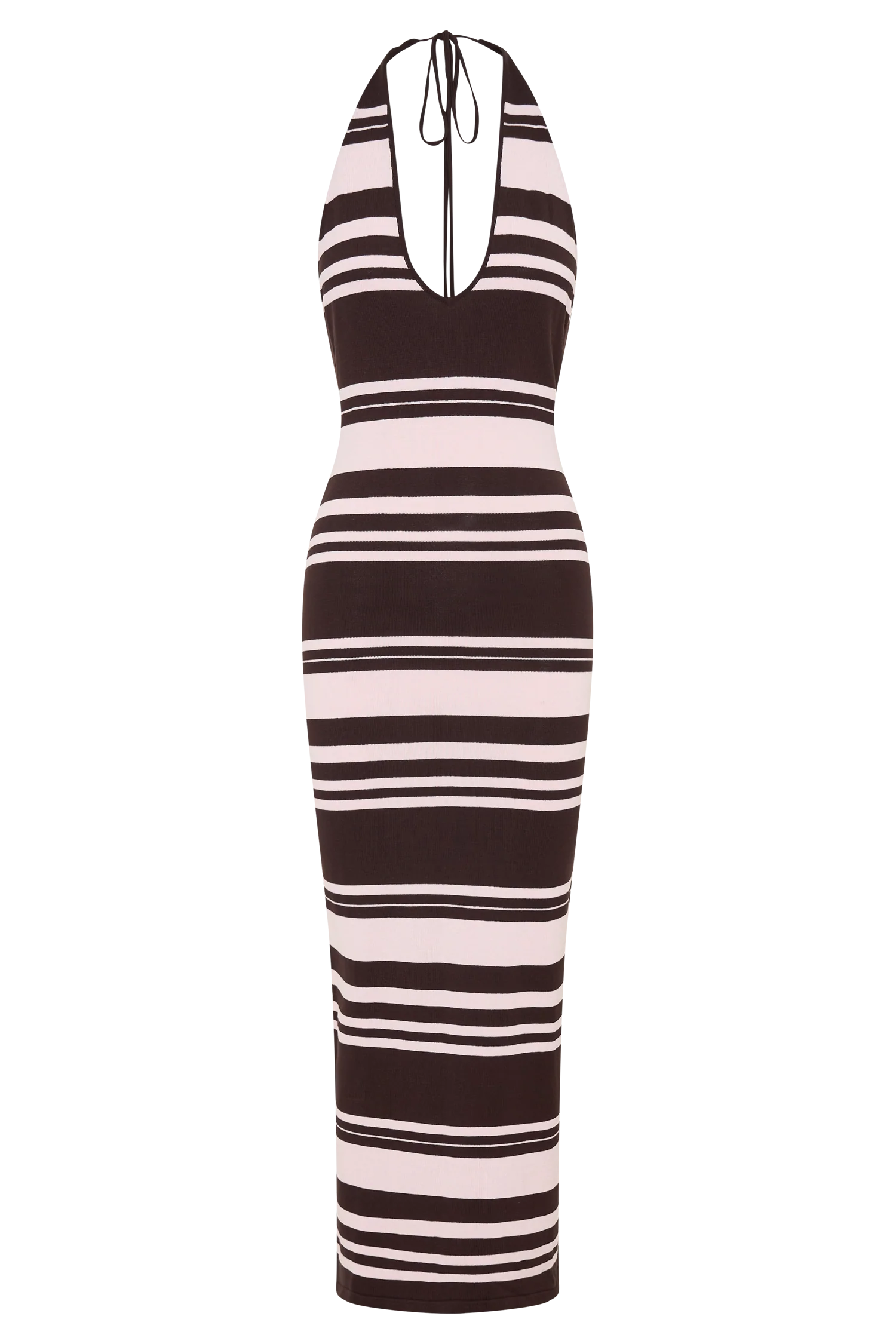 Brienne Stripe Midi Dress - Pink/Chocolate