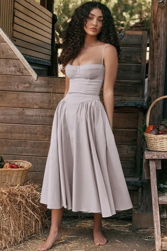Bri Strapless Midi Corset Dress