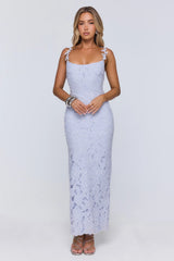 Daydreaming Light Embroidered Maxi Dress Blue