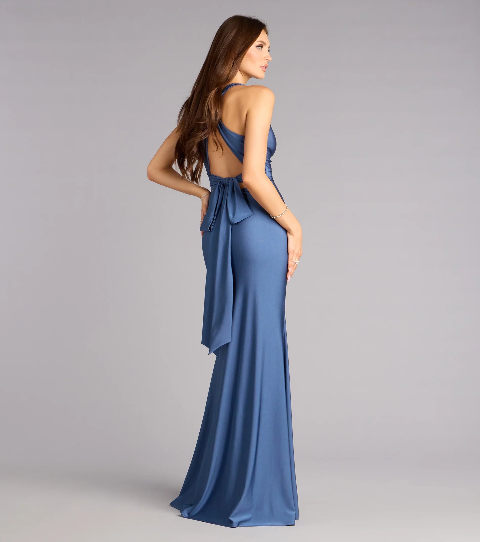 Adrianne Plunge Bow Mermaid Formal Dress