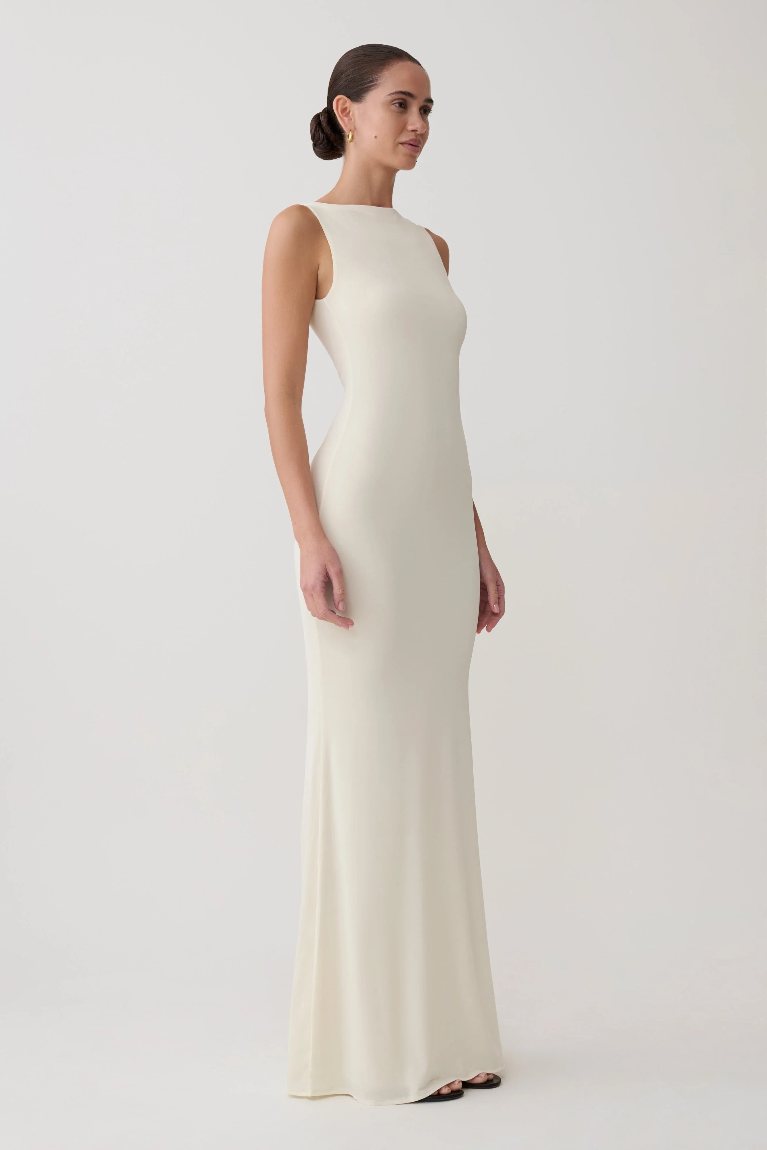 Tarna Sleeveless Slinky Maxi Dress - Bone