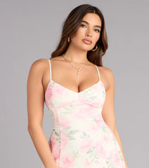Flirty Plans Floral Mesh Lace-Up Skater Dress