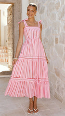 Caju Maxi Dress - Pink Stripe
