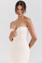 Elinor-Cream Tea Frill Lace Midi Dress