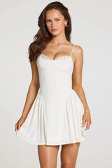 Modal Lace-Trim Mini Dress in White