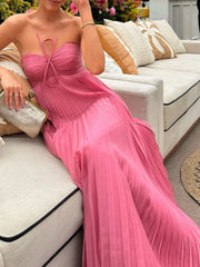 Pleated Tube Maxi Dress