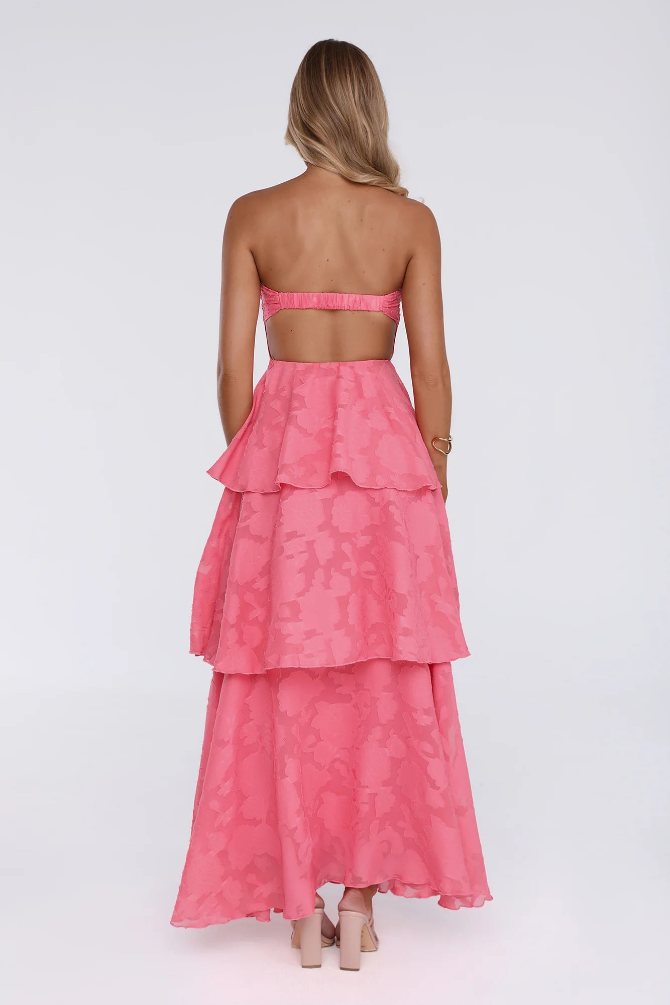 Unmatched Style Strapless Maxi Dress Coral