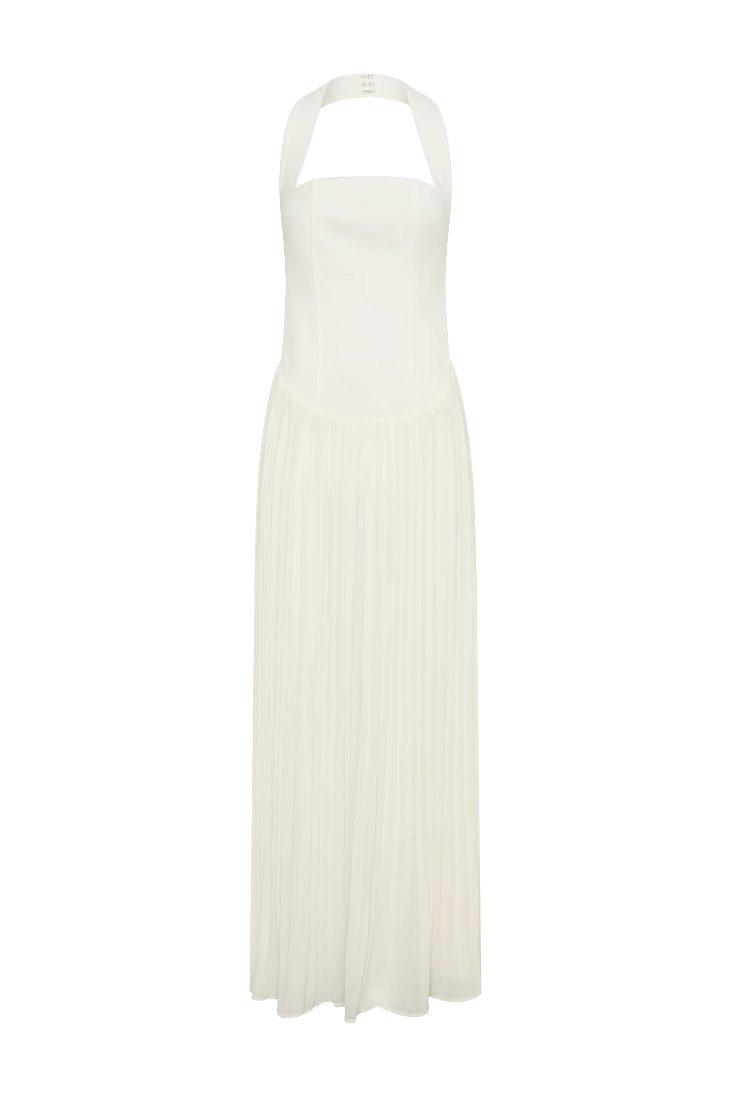 Stacie Pleated Halter Maxi Dress - Ivory