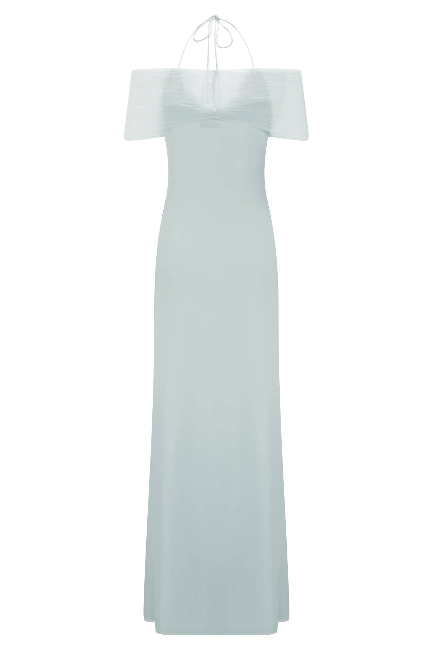 Bernadina Mesh And Slinky Halter Maxi Dress - Pale Blue