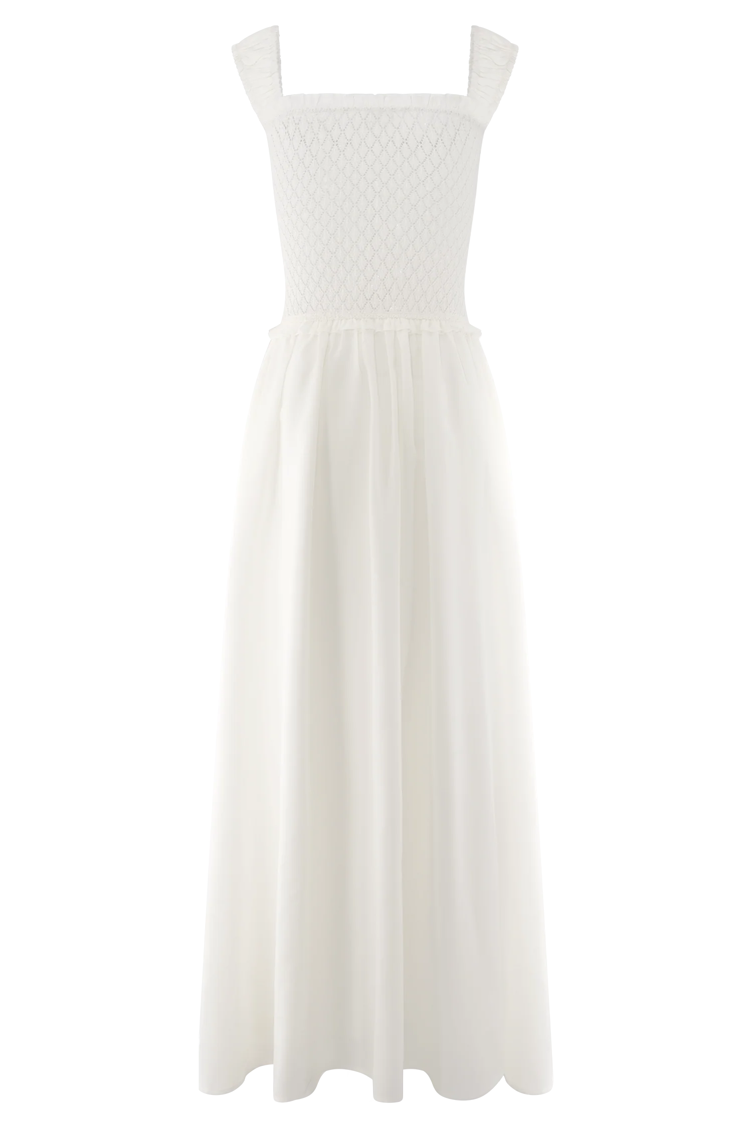Tahlia Pointelle Knit Midi Dress - White