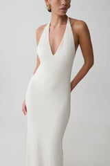 Hana Slinky Plunge Maxi Dress - Ivory
