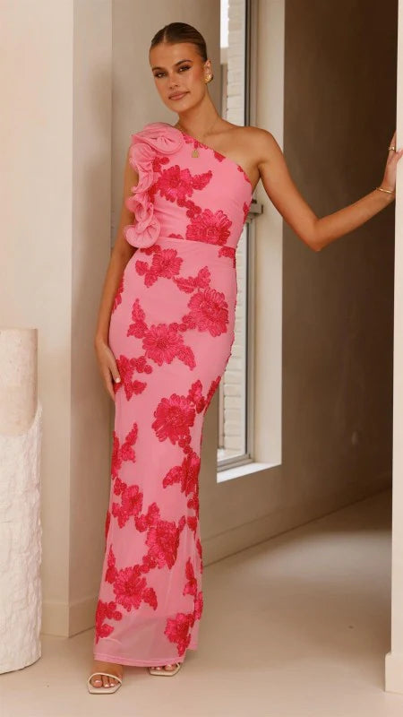 Bougainvillea One Shoulder Maxi Dress