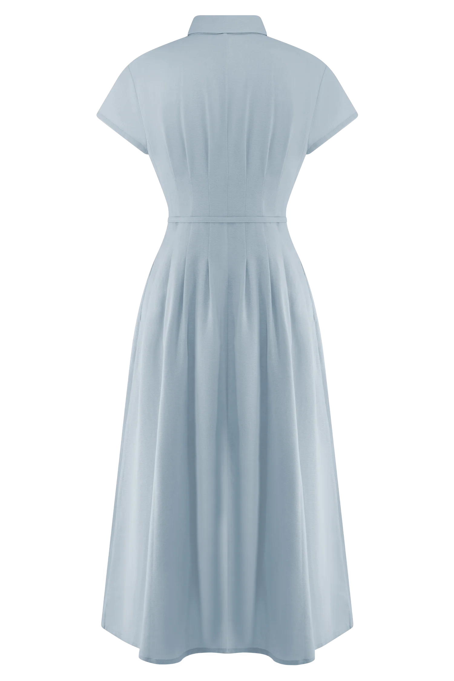 Aysha Buttoned Linen Midi Dress - Cornflower Blue