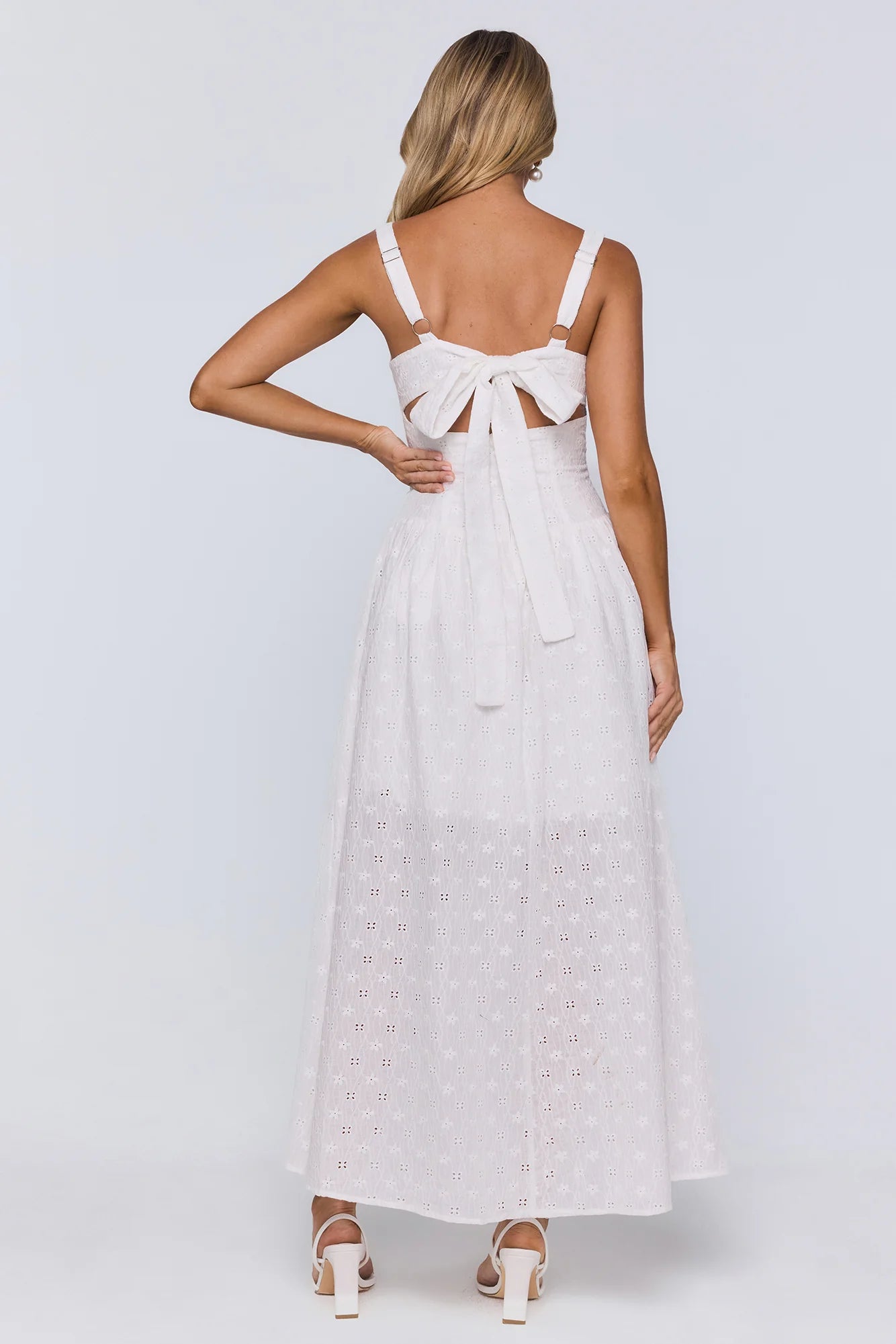 Whispered Style Embroidered Maxi Dress White