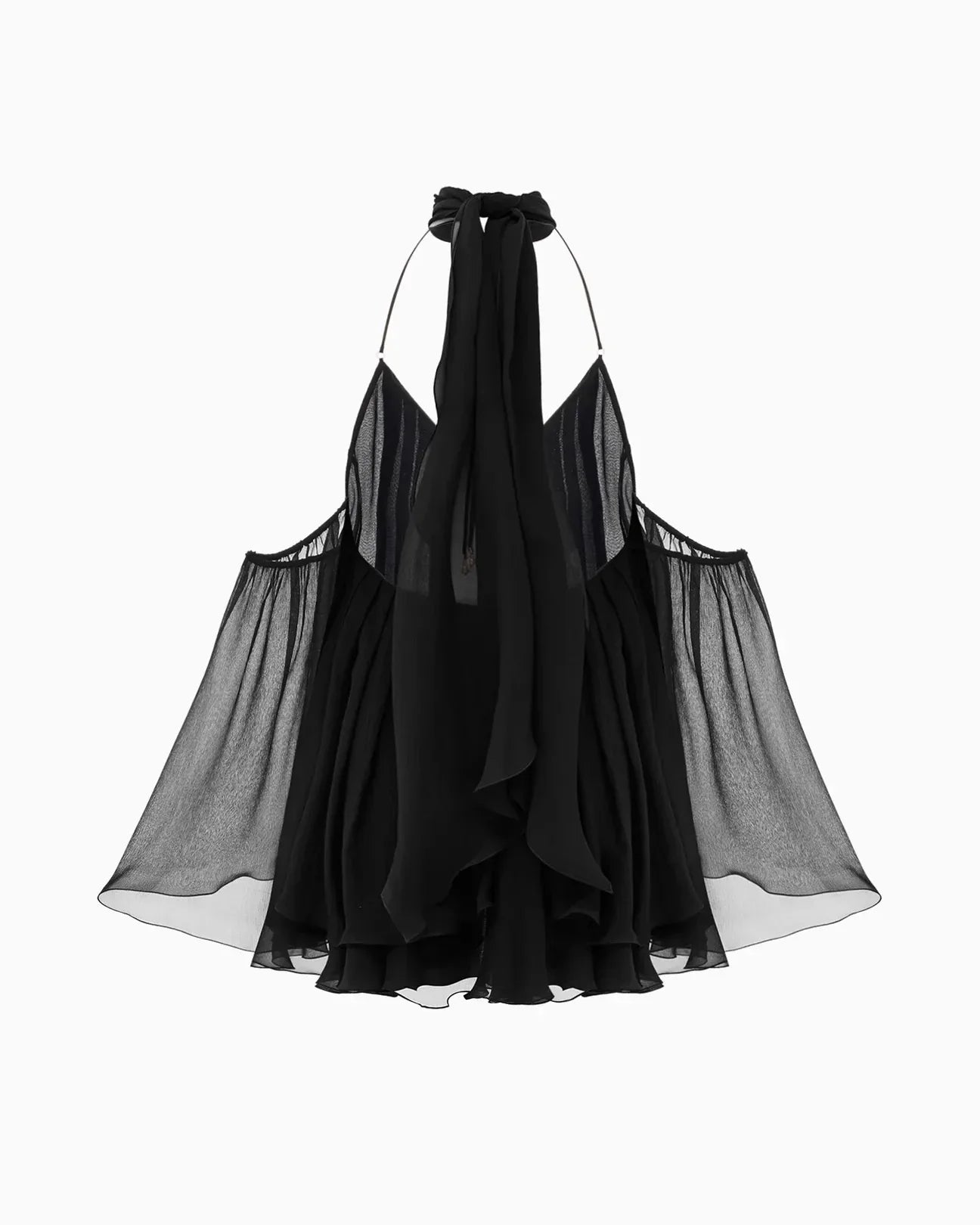 Bell Sleeve Off-Shoulder Chocker A-line Frill Mini Dress