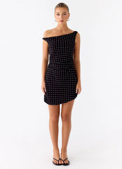 Delusional Mini Dress - Black Polkadot