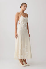 Floral Lace Midi Dress - Buttermilk