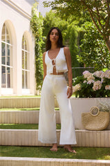 Coastal Cutie Eyelet Tie Set White