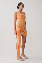 Lucien Cowl Neck Mini Dress - Apricot